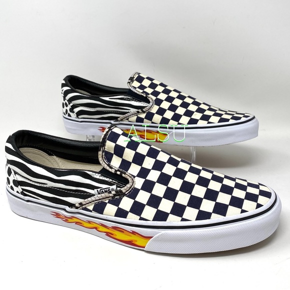 Vans Other - VANS Customaed Classic Slip On Checker Fire Men’s